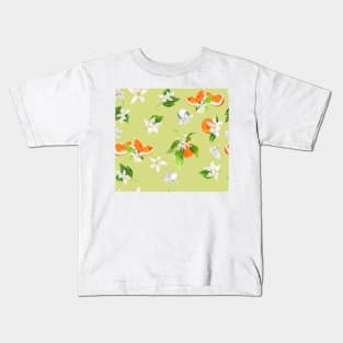 Hand painted orange blossom pattern design Kids T-Shirt